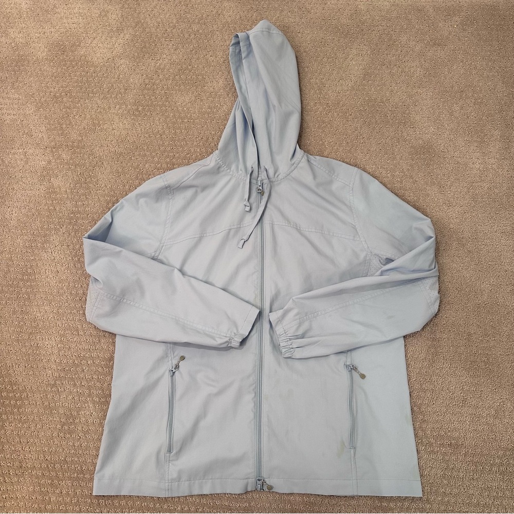 Coolibar UPF 50+ Sun Jacket Hooded Zip Blue Size L – Staining